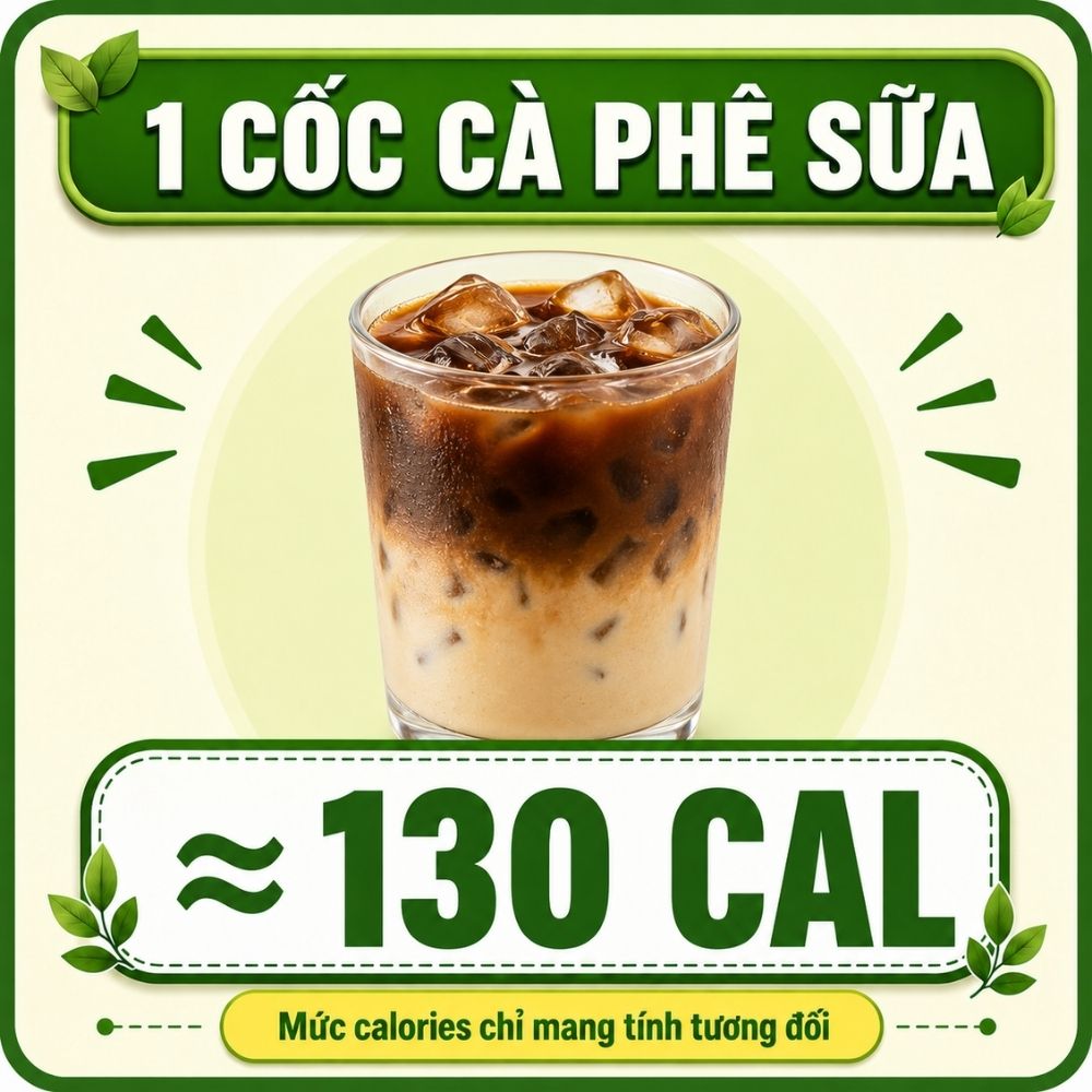 1 cốc cà phê sữa - khoảng 130 calorie