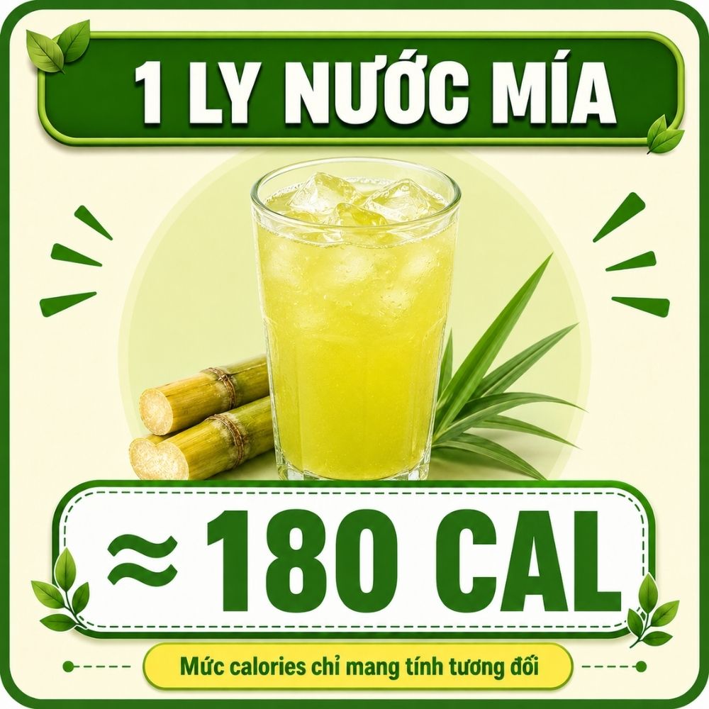 1 ly nước mía - khoảng 180 calorie