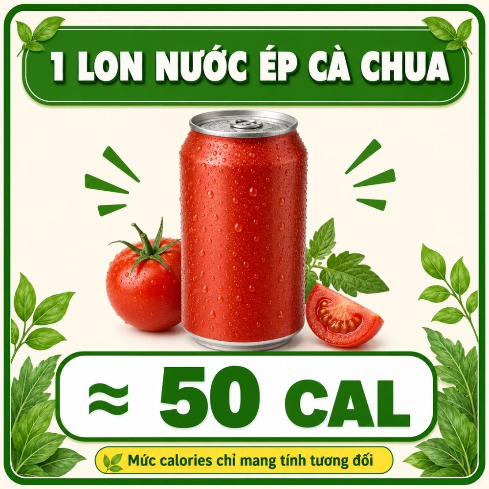 1 lon nước ép cà chua - khoảng 50 calorie