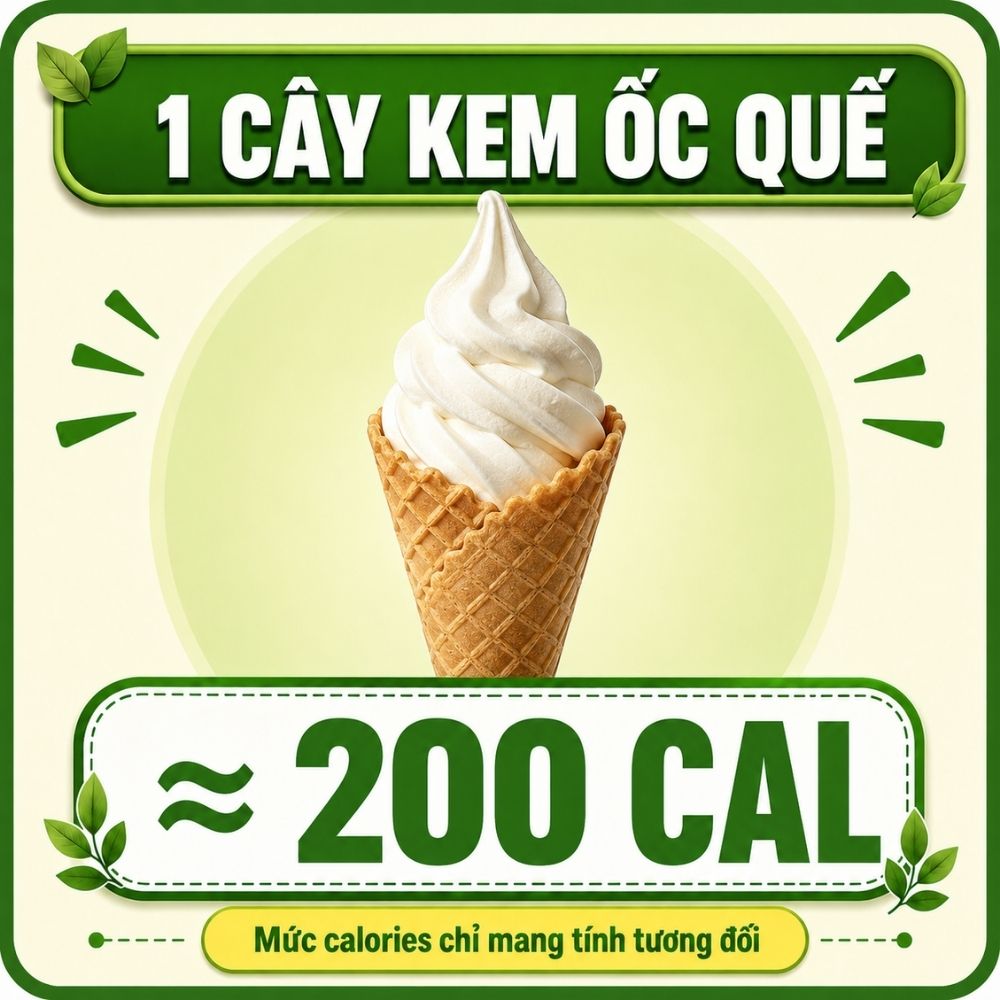 1 cây kem ốc quế - khoảng 200 calorie