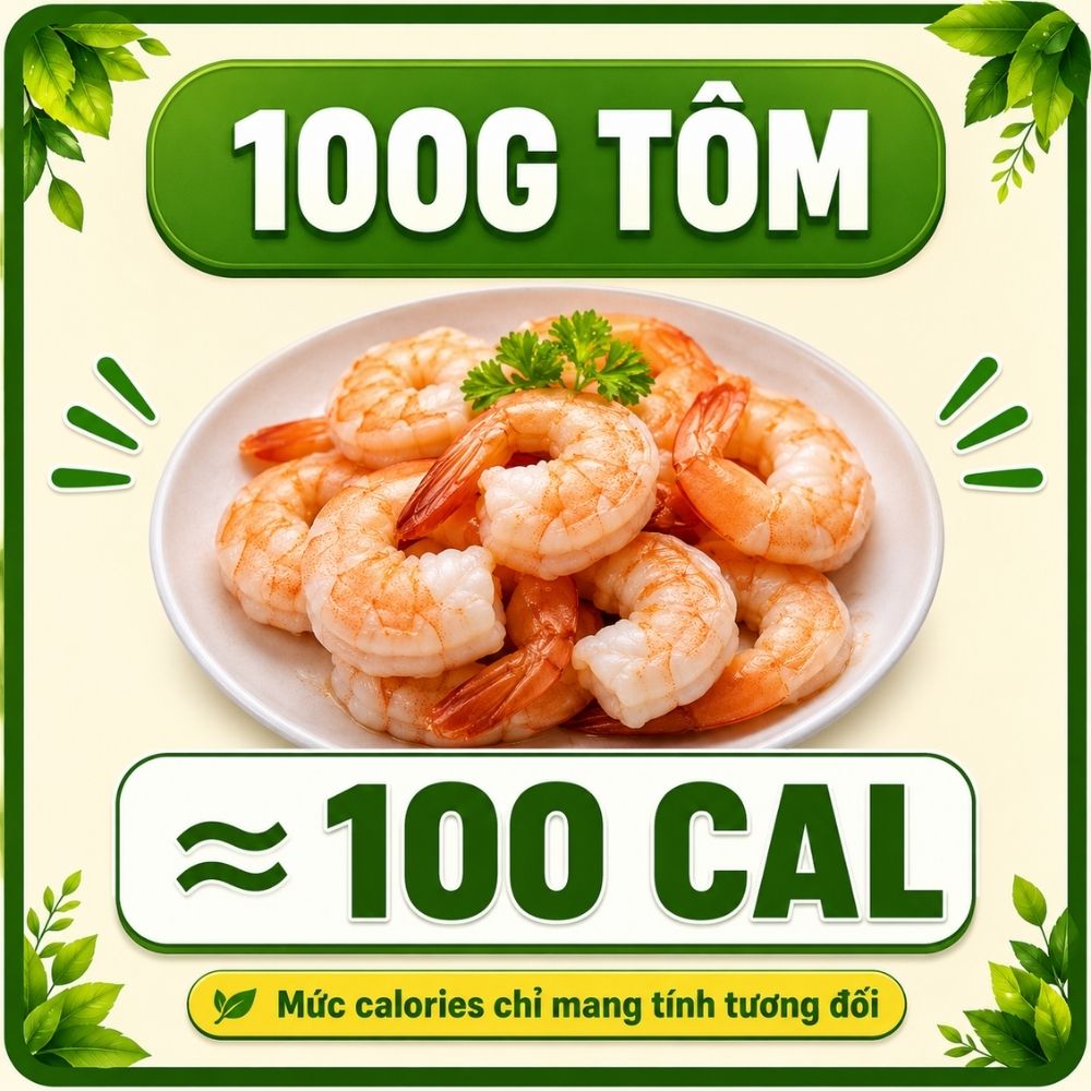 100g tôm - khoảng 100 calorie