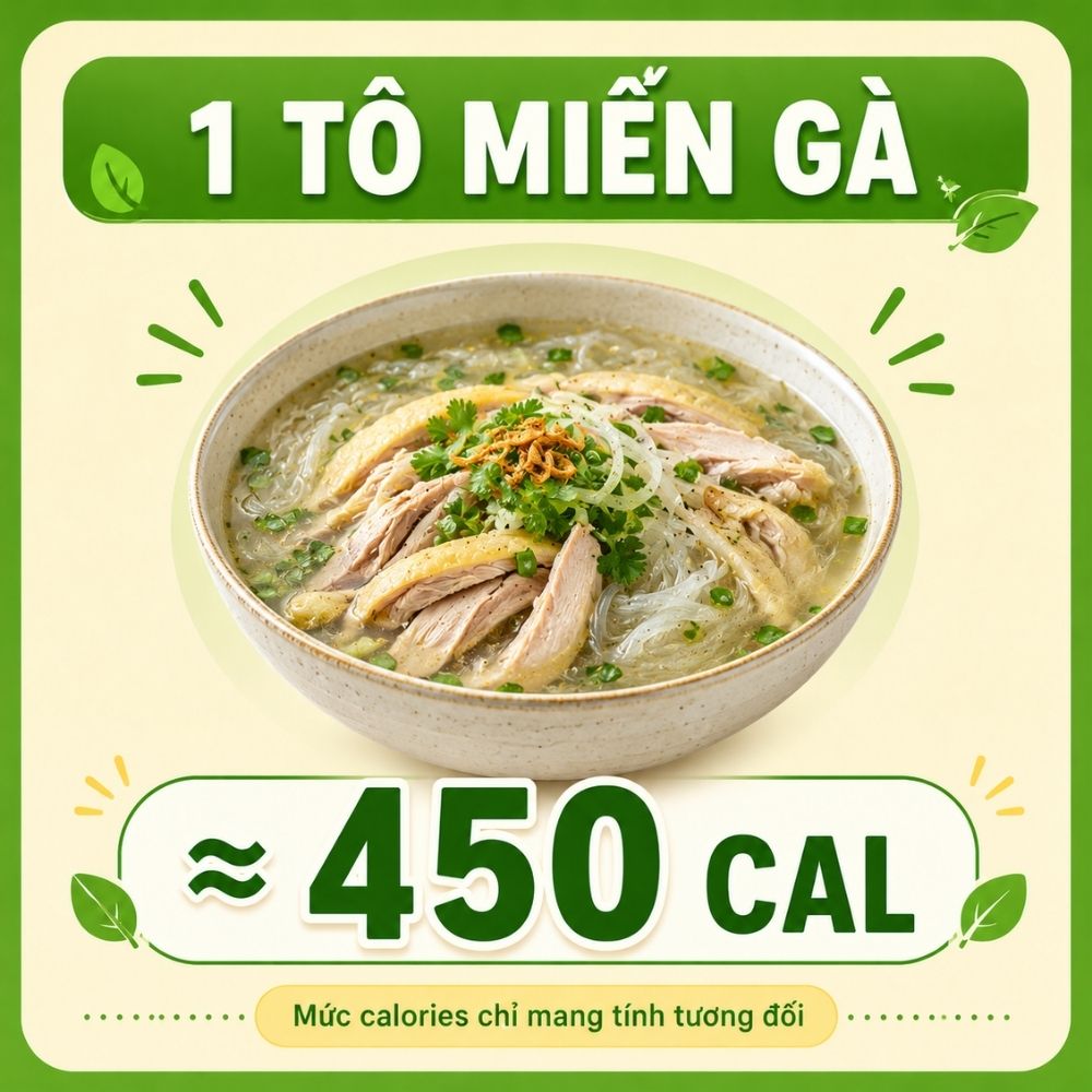 1 tô miến gà - khoảng 450 calorie