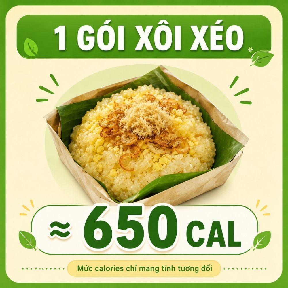 1 gói xôi xéo - khoảng 650 calorie