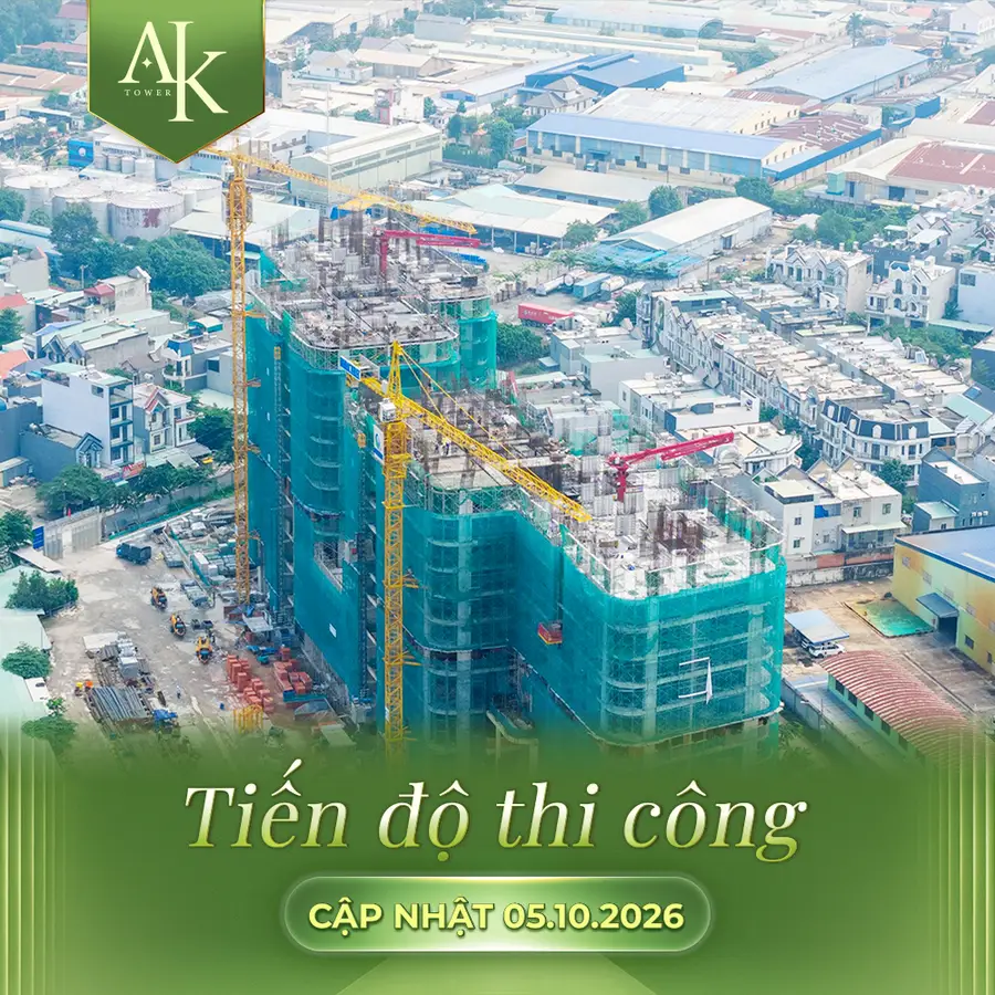 Tiến độ thi công A&K Tower: Khối tháp vươn cao bên cạnh cần trục (cập nhật 05/10/2026)