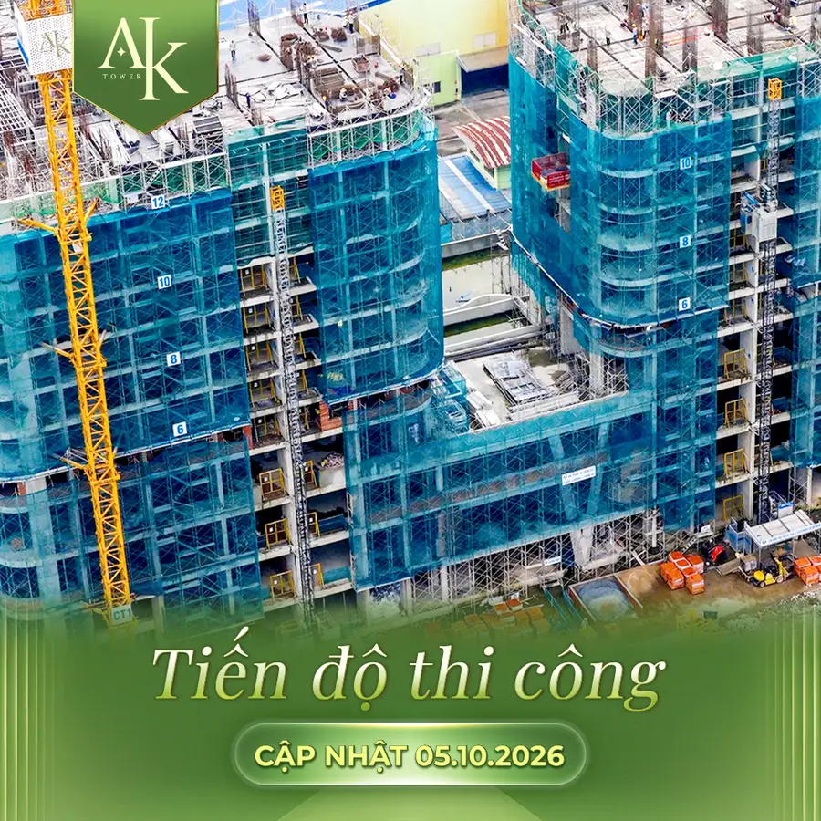 Tiến độ thi công A&K Tower: Mặt đứng với các tầng đánh số 6 – 12 (cập nhật 05/10/2026)