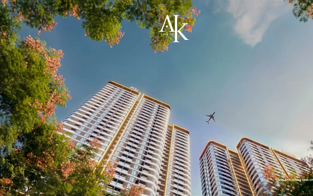 Kiến trúc hai tòa tháp nhìn từ vườn hoa