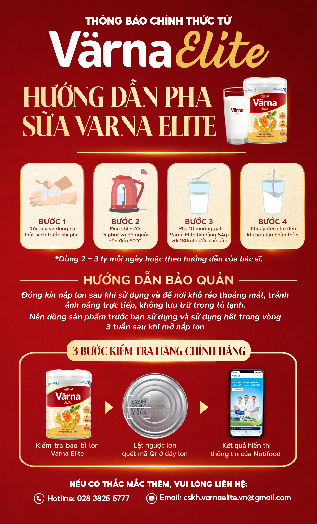 Hướng dẫn pha sữa Värna Elite và 3 bước kiểm tra hàng chính hãng