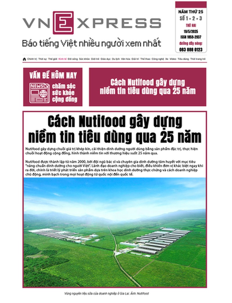 VnExpress viết về niềm tin tiêu dùng dành cho Nutifood