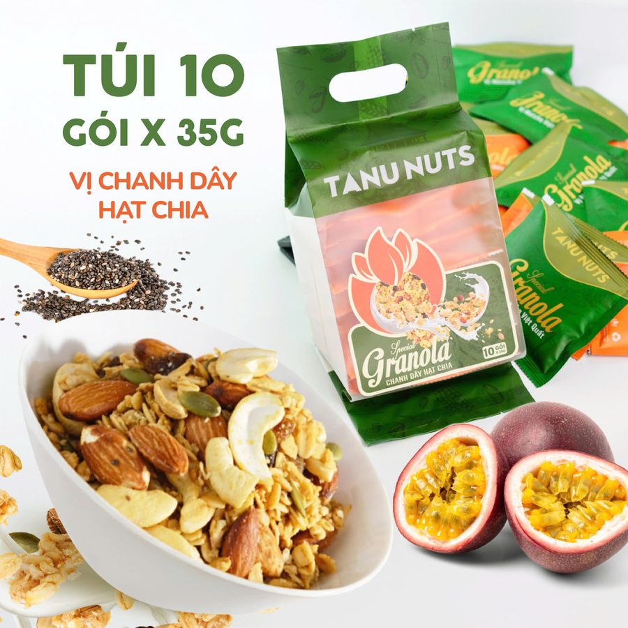 Túi 10 gói x 35g vị Chanh Dây Hạt Chia