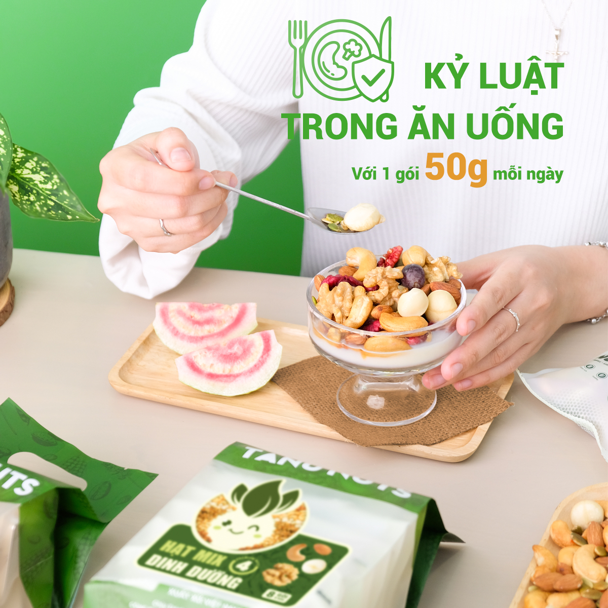 Kỷ luật trong ăn uống với 1 gói 50g mỗi ngày
