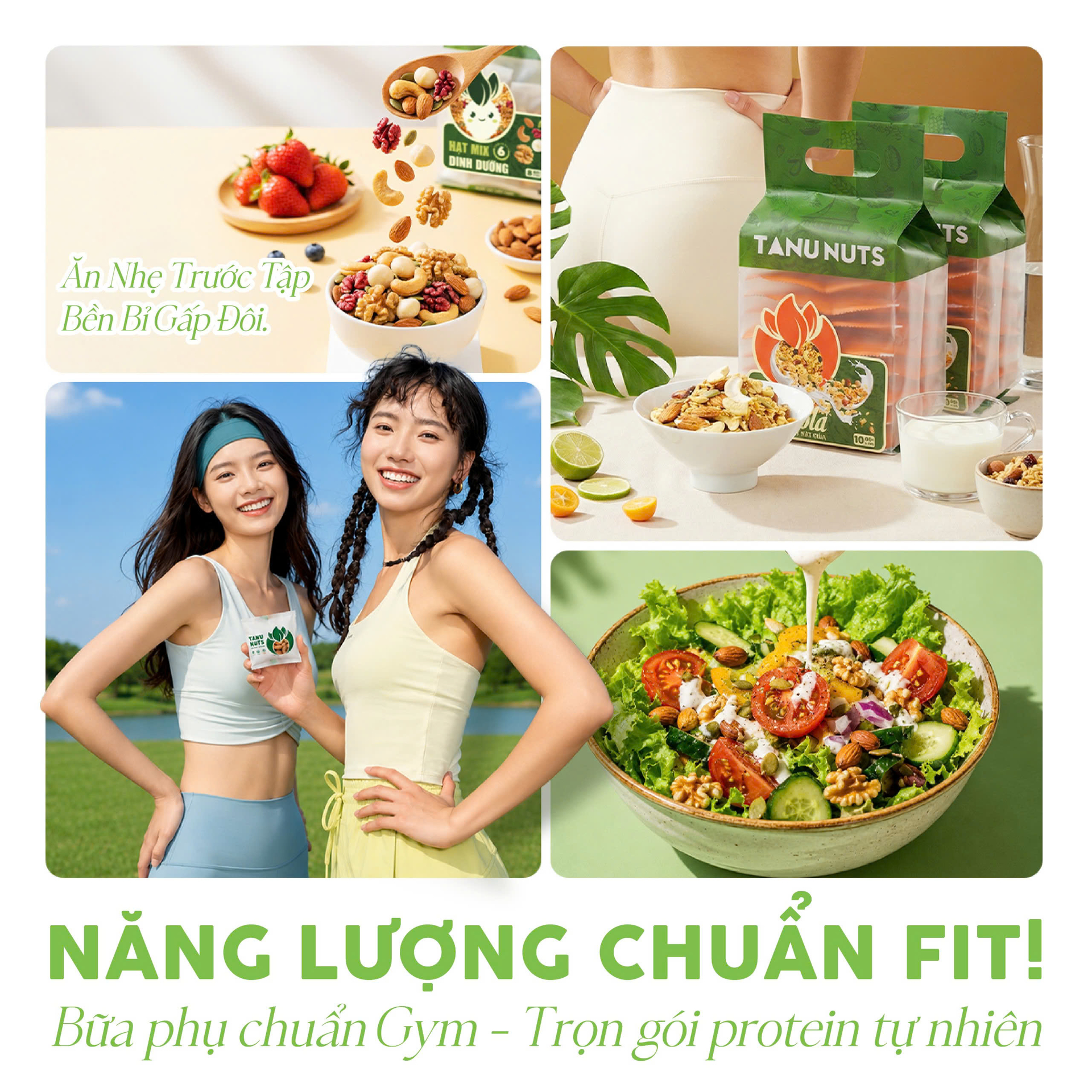 Năng lượng chuẩn fit, bữa phụ chuẩn gym