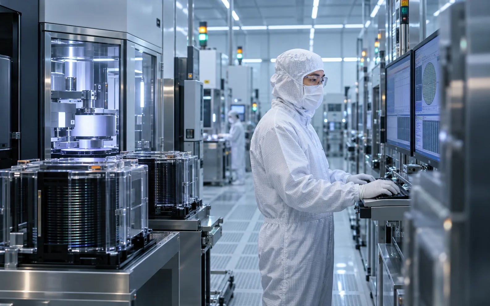 Kỹ sư cleanroom theo dõi thực thi và chất lượng sản xuất