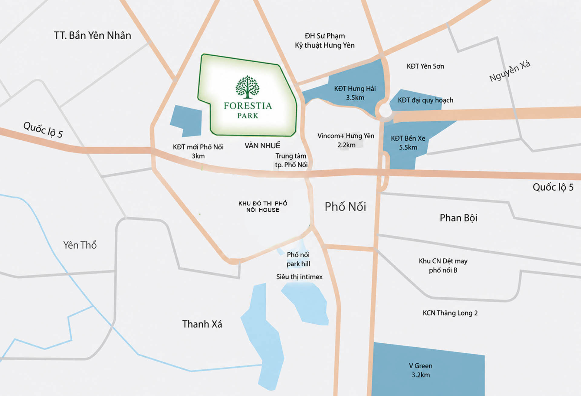 Bản đồ vị trí Forestia Park Phố Nối