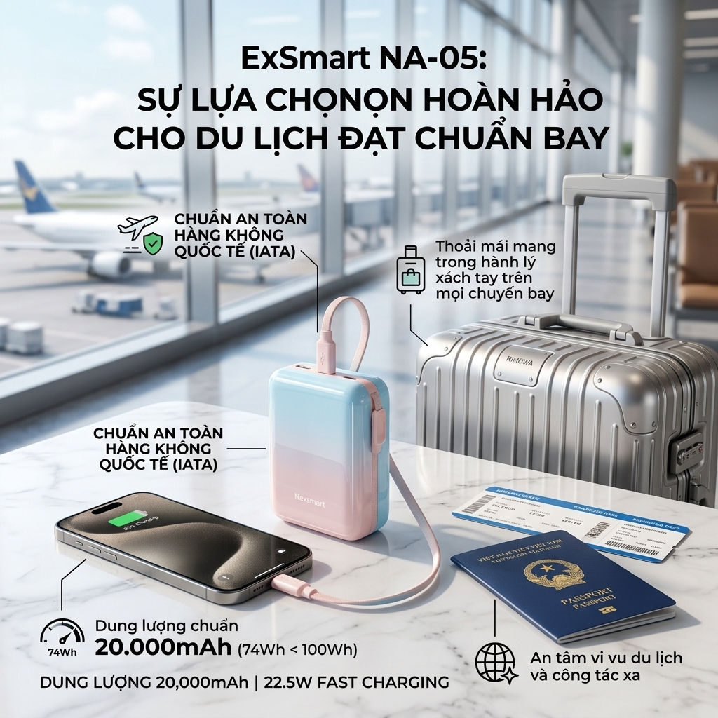 Sạc Dự Phòng ExSmart Chuẩn Mang Lên Máy Bay