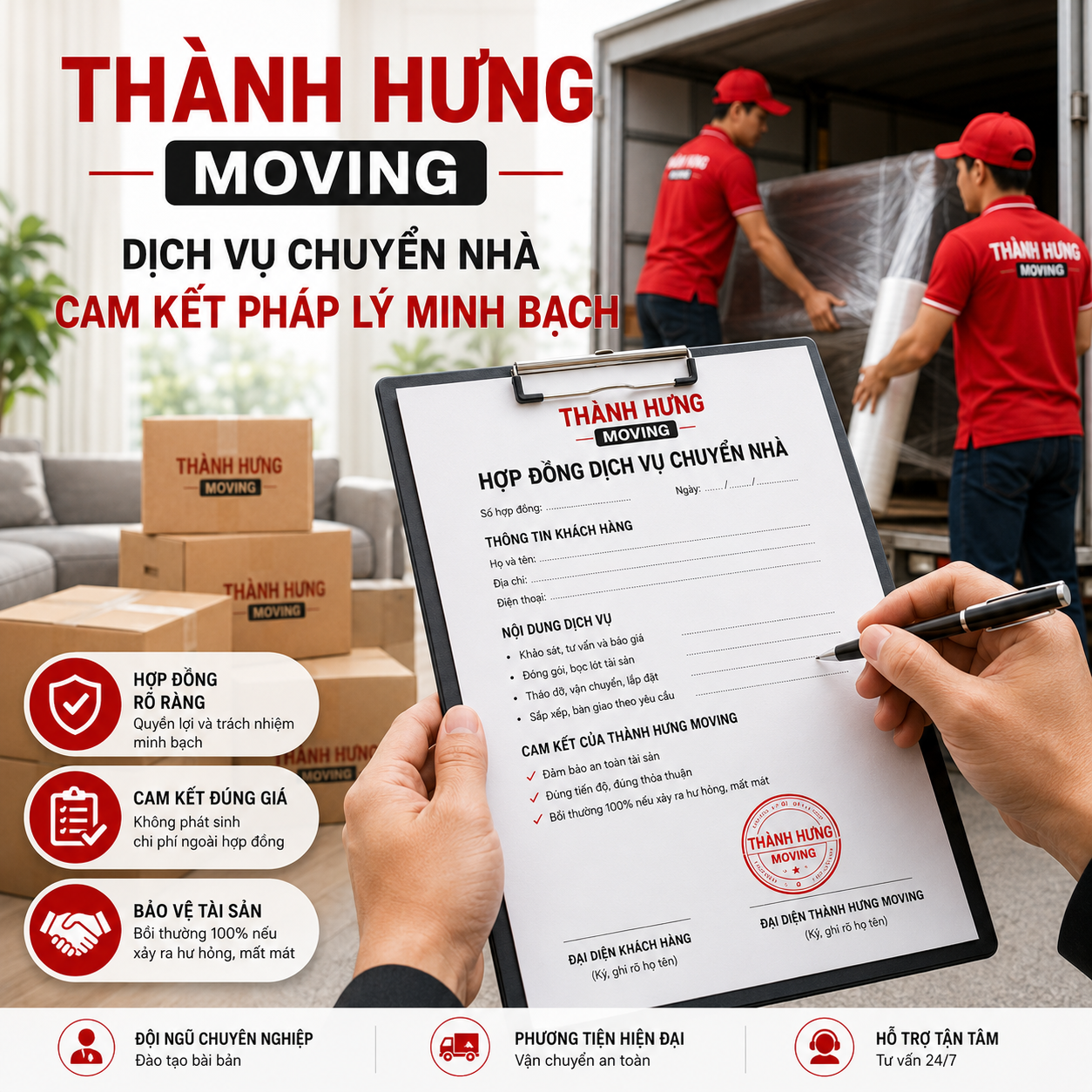 Hợp đồng dịch vụ chuyển nhà Thành Hưng Moving - Cam kết pháp lý minh bạch