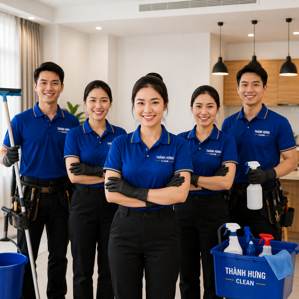 Đội ngũ nhân sự Thành Hưng Clean trong đồng phục chuyên nghiệp
