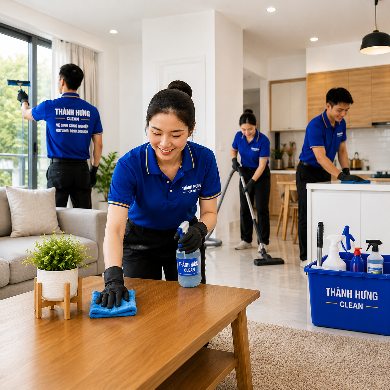 Đội ngũ Thành Hưng Clean vệ sinh nhà ở chuyên nghiệp