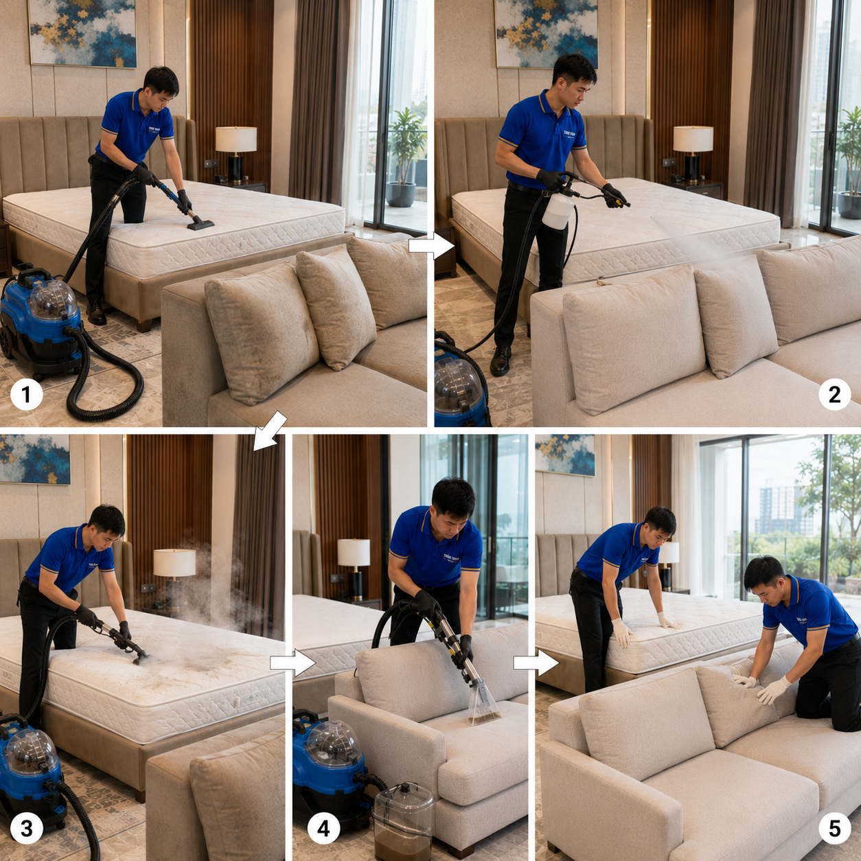 Video quy trình 5 bước diệt mạt bụi tại nhà khách hàng