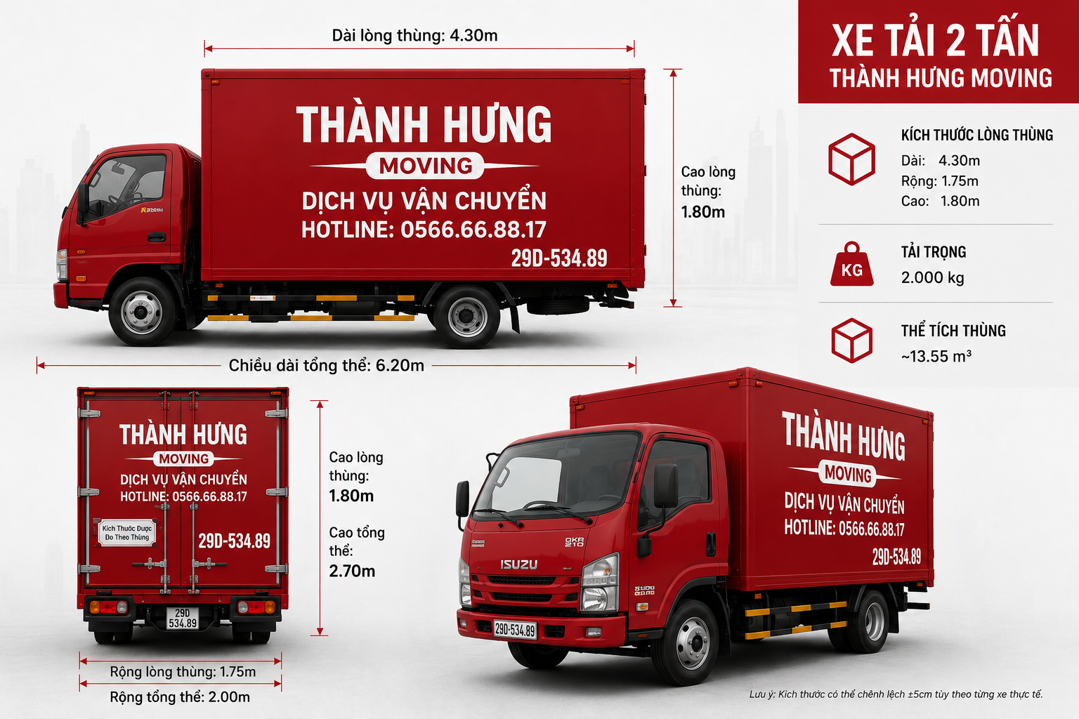 Xe tải 2 tấn Thành Hưng Moving