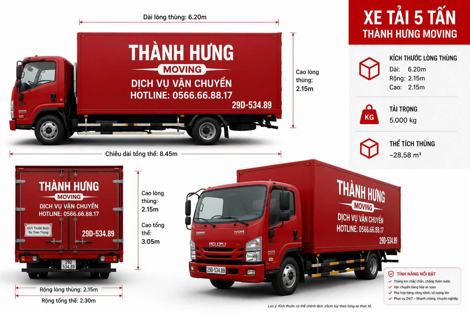 Xe tải 5 tấn Thành Hưng Moving