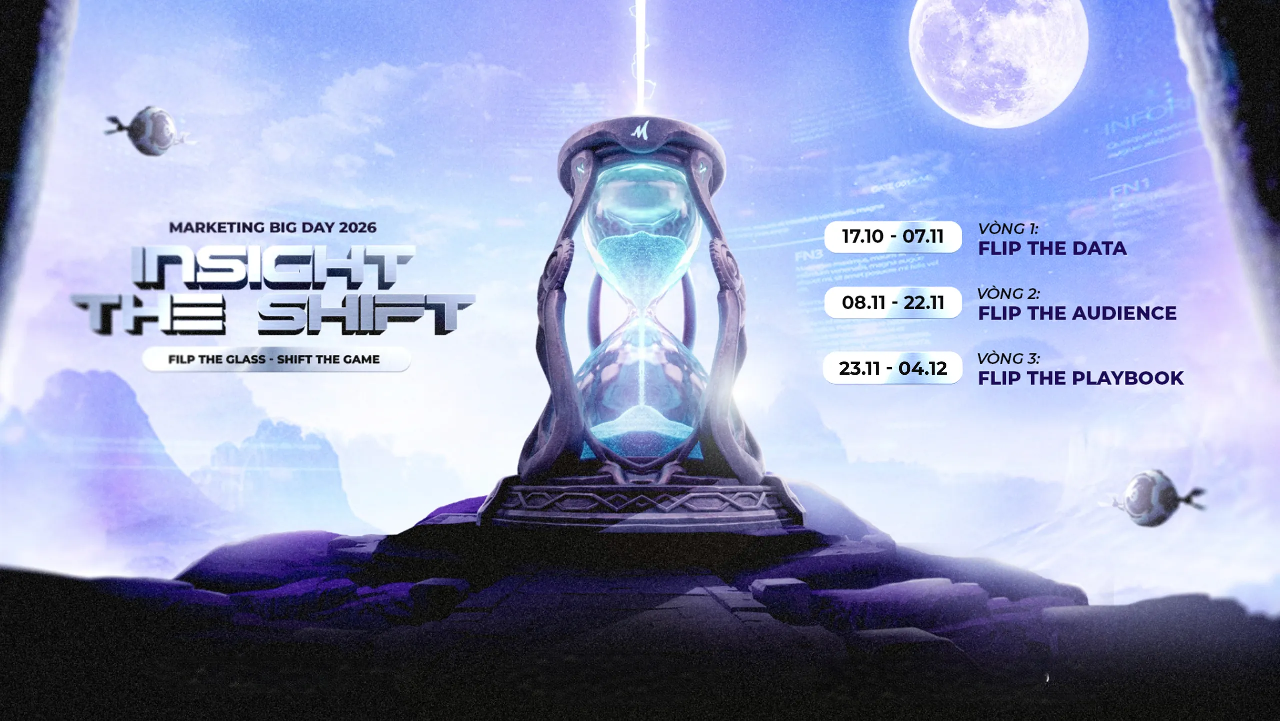 Marketing Big Day 2026 - Insight The Shift: Vòng 1 Flip The Data (17.10 - 07.11), Vòng 2 Flip The Audience (08.11 - 22.11), Vòng 3 Flip The Playbook (23.11 - 04.12)