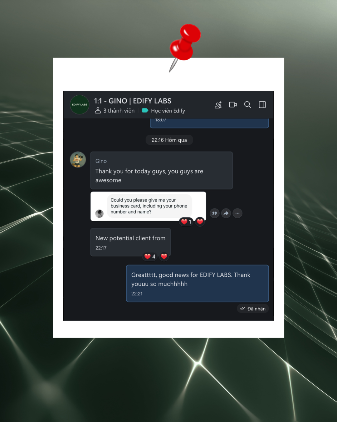 Ảnh feedback học viên EDIFY LABS 03