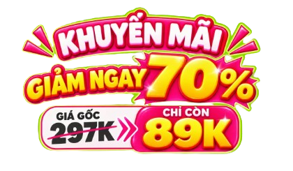 KHUYẾN MÃI GIẢM NGAY 70% — GIÁ GỐC 297K, CHỈ CÒN 89K