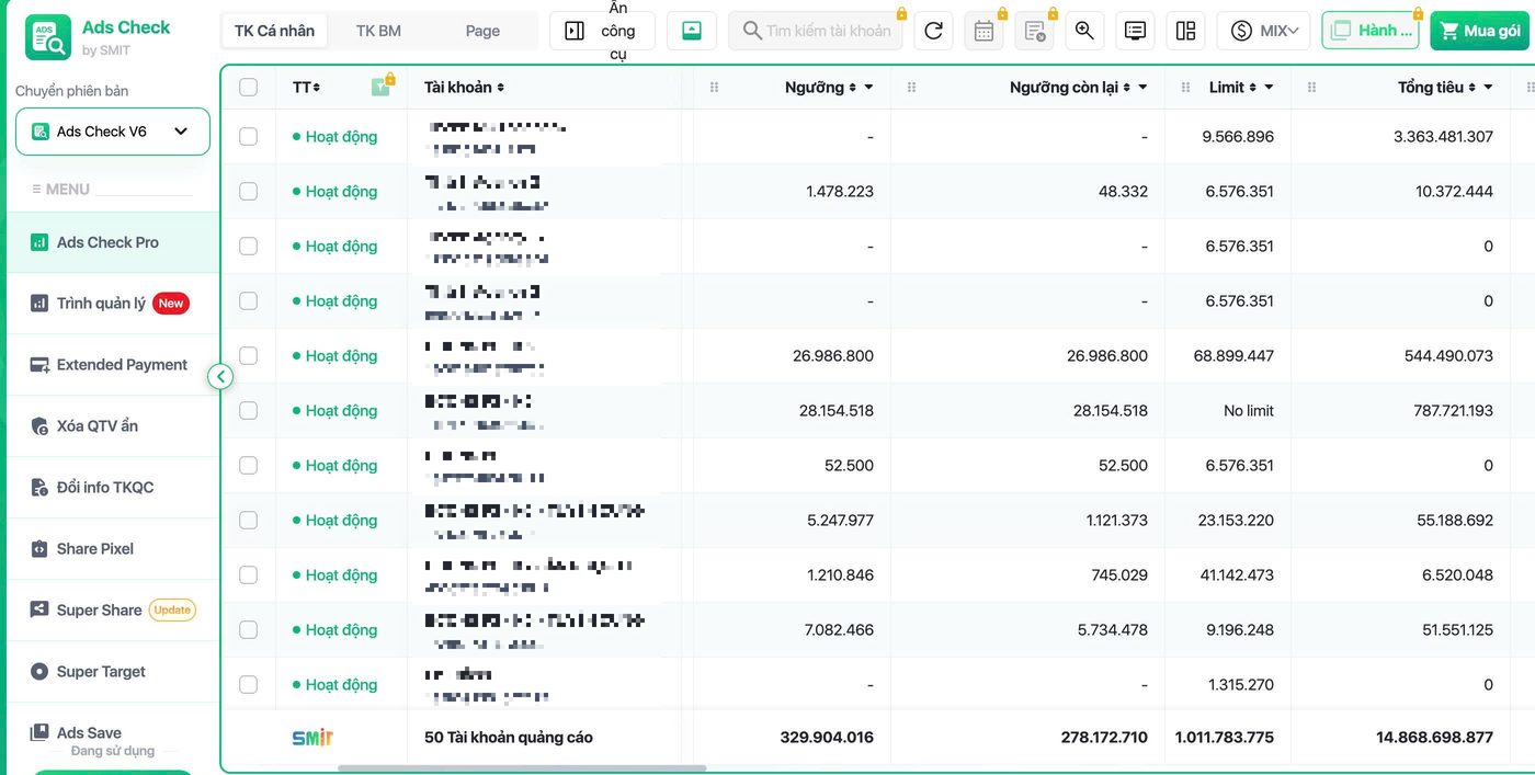 Ảnh chụp hệ thống Ads Check Pro by SMIT