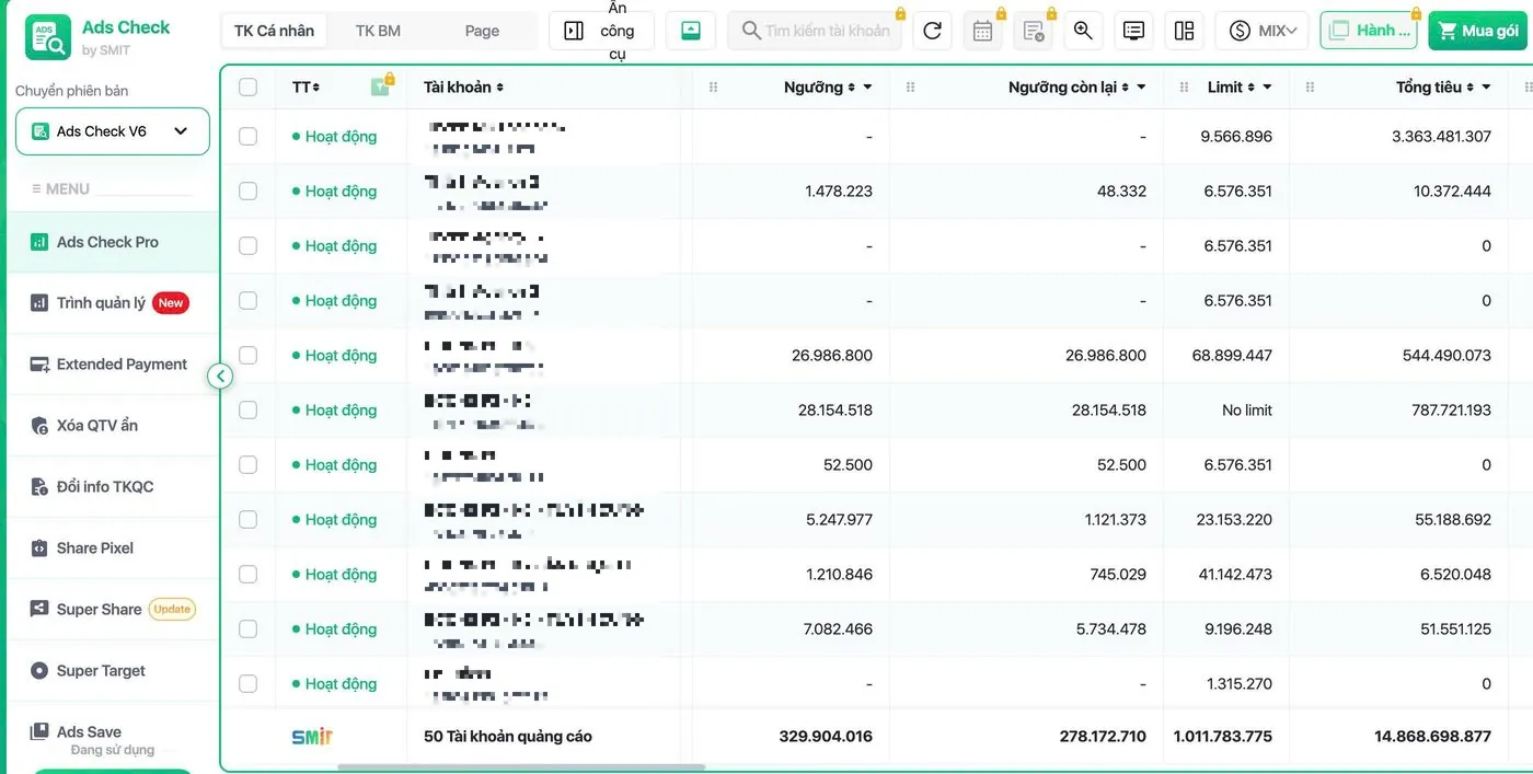 Ảnh chụp hệ thống Ads Check Pro by SMIT