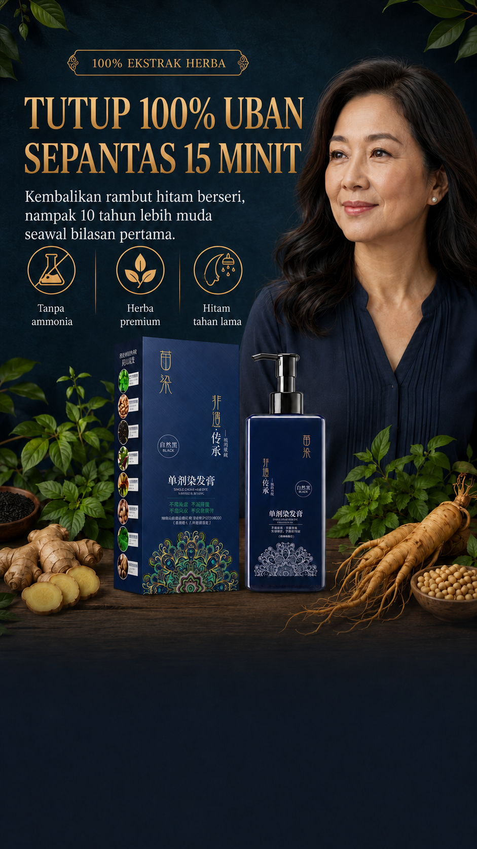 Pewarna rambut herba untuk menutup uban