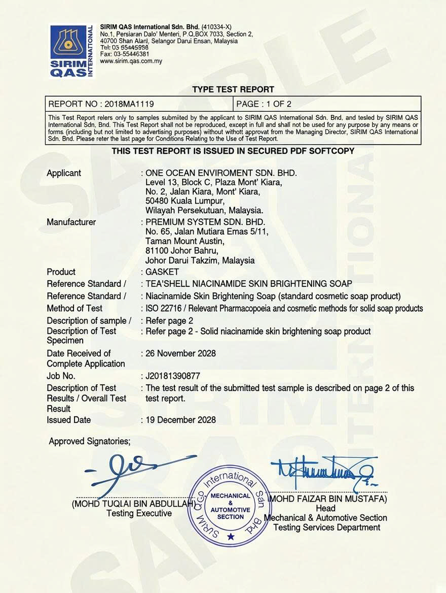 Dokumen pengesahan produk pertama