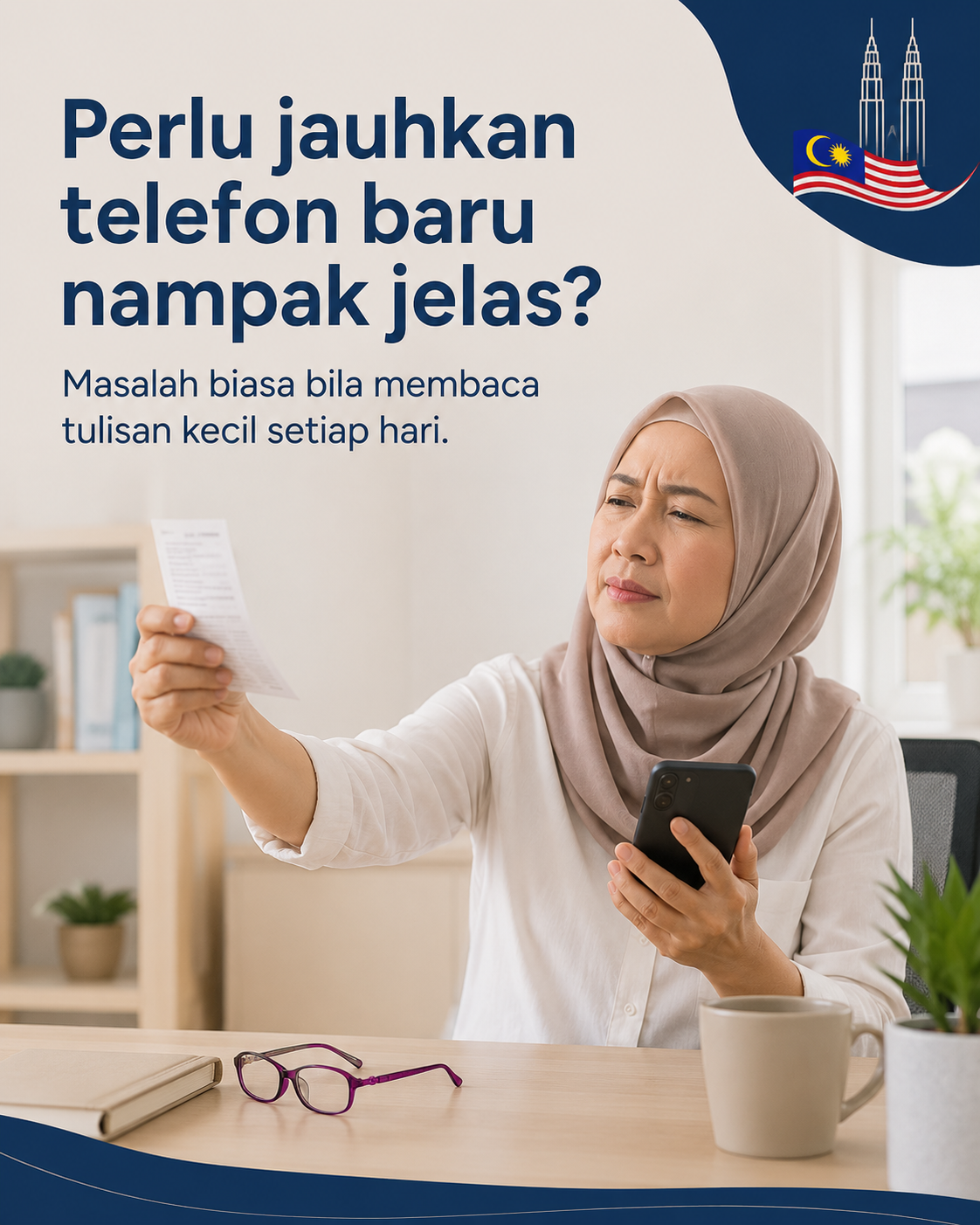 Perlu jauhkan telefon baru nampak jelas