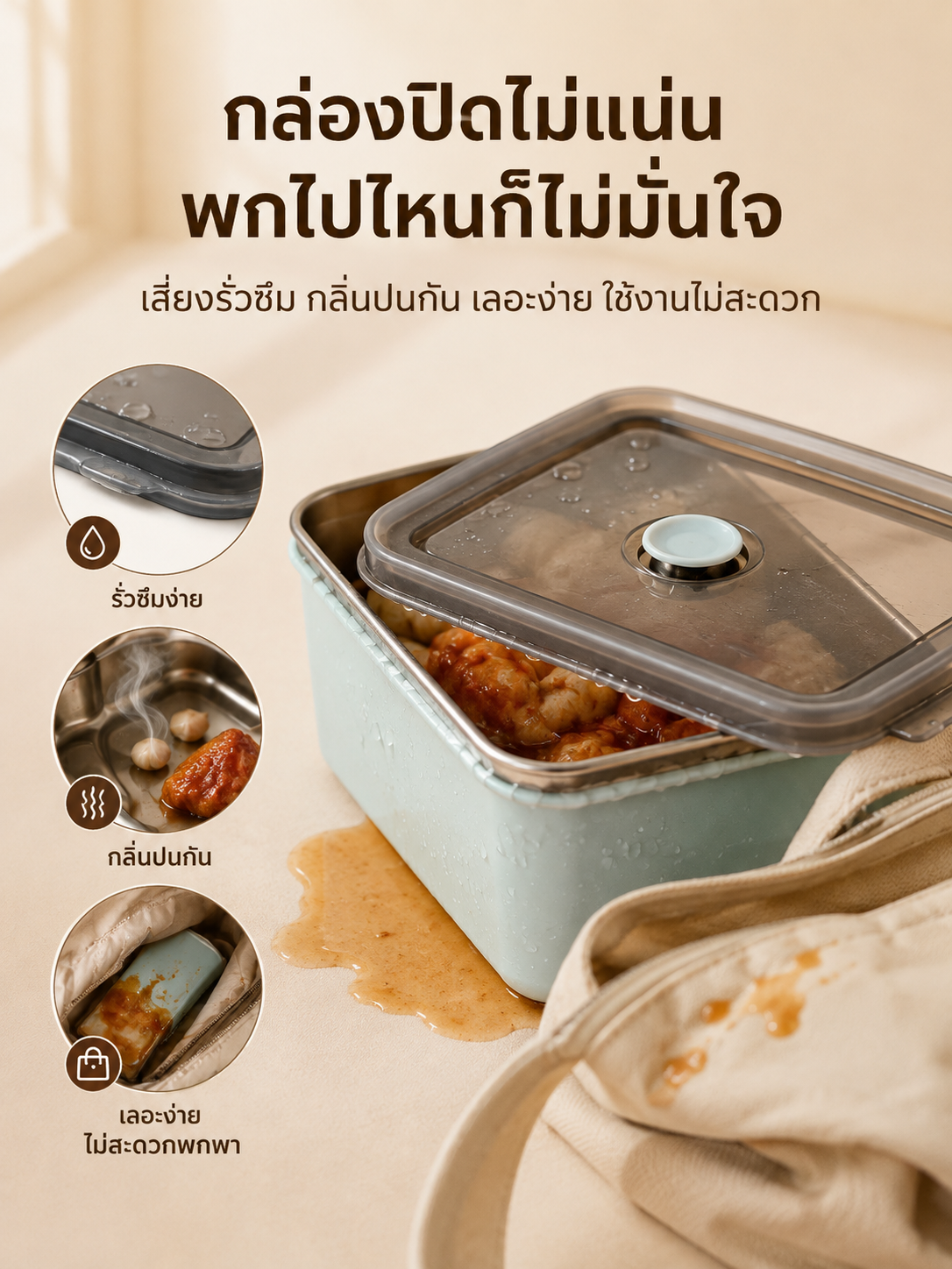 กล่องปิดไม่แน่น พกไปไหนก็ไม่มั่นใจ