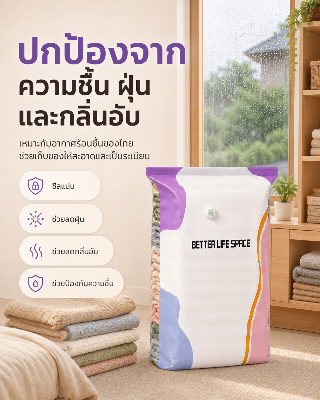 ป้องกันความชื้น ฝุ่น และกลิ่น