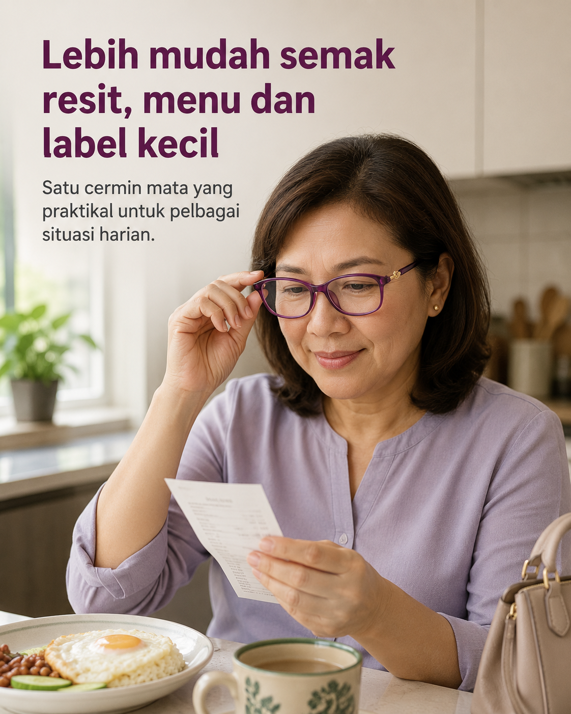 Lebih mudah semak resit menu dan label kecil