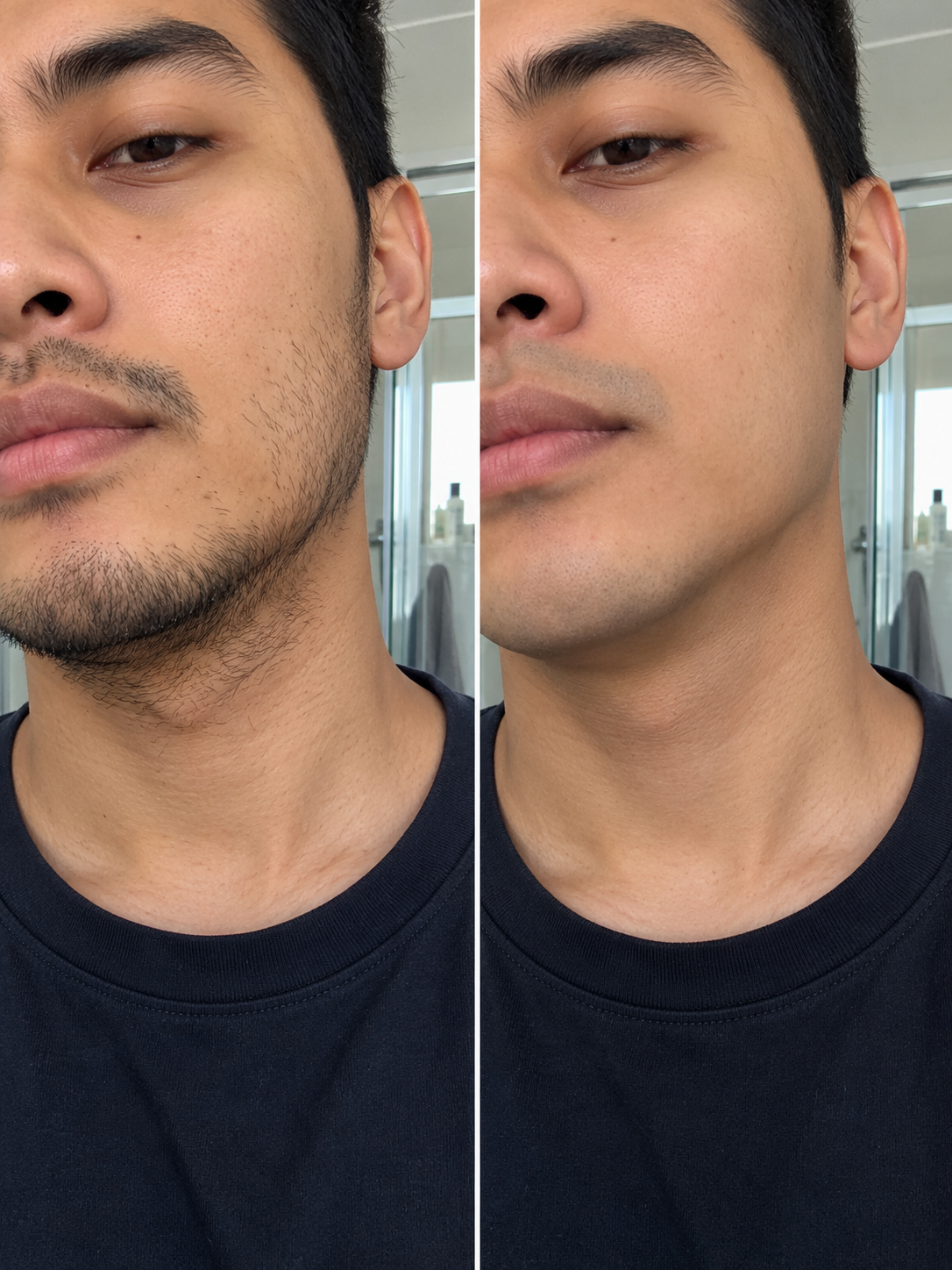 Perbandingan visual janggut dan garis rahang lelaki