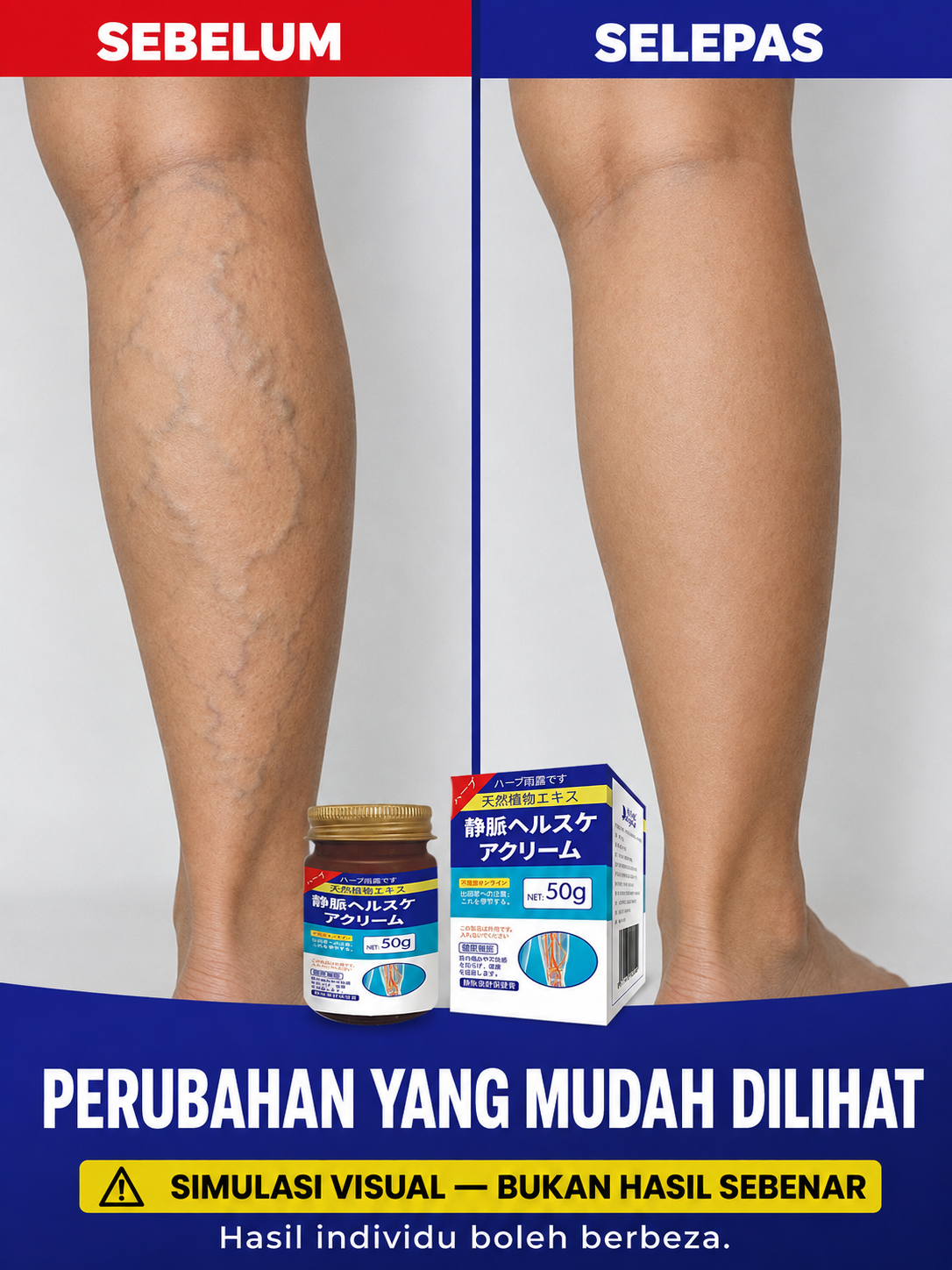 Perubahan visual sebelum dan selepas 1