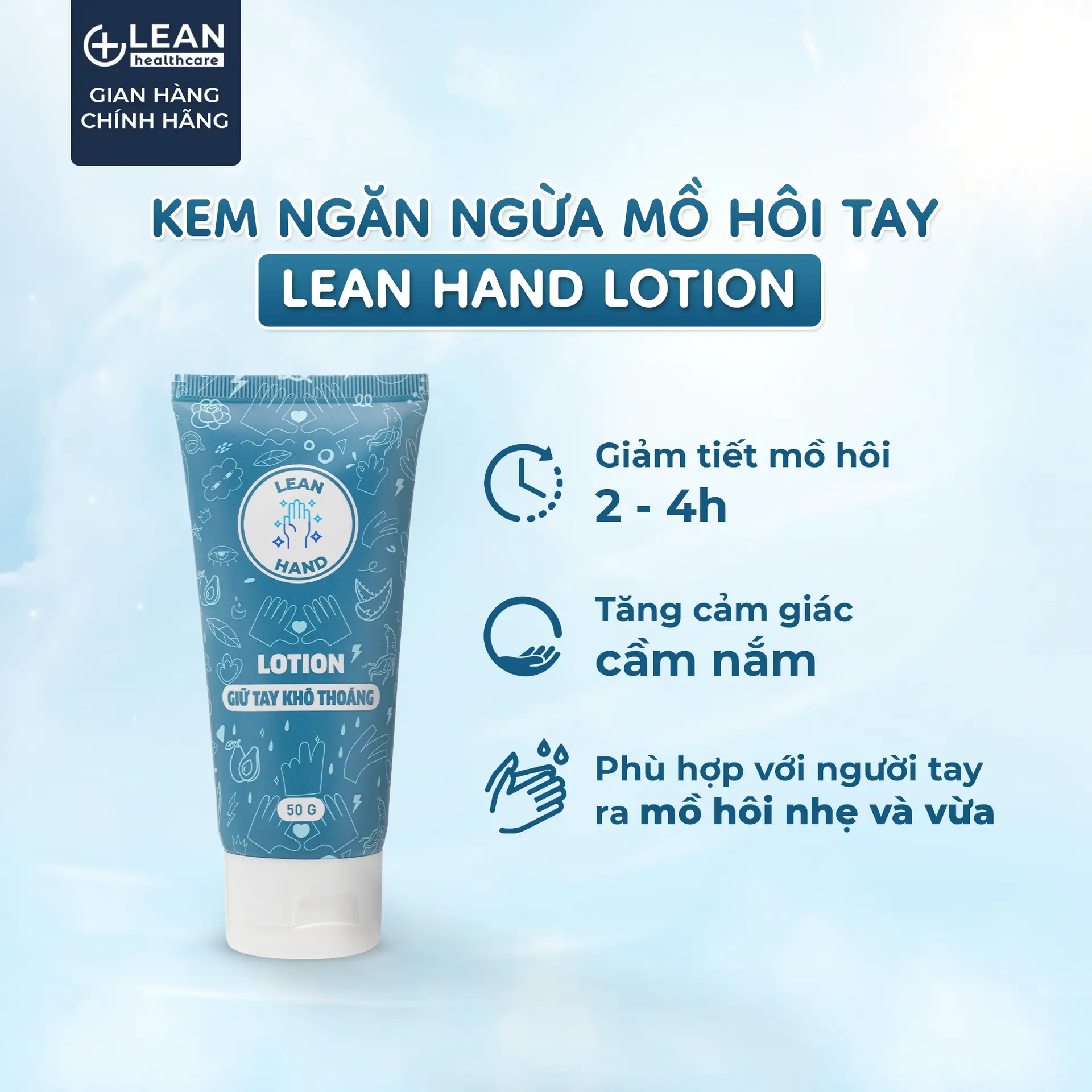 Lean Hand Lotion – kem ngăn mồ hôi tay tuýp 50g