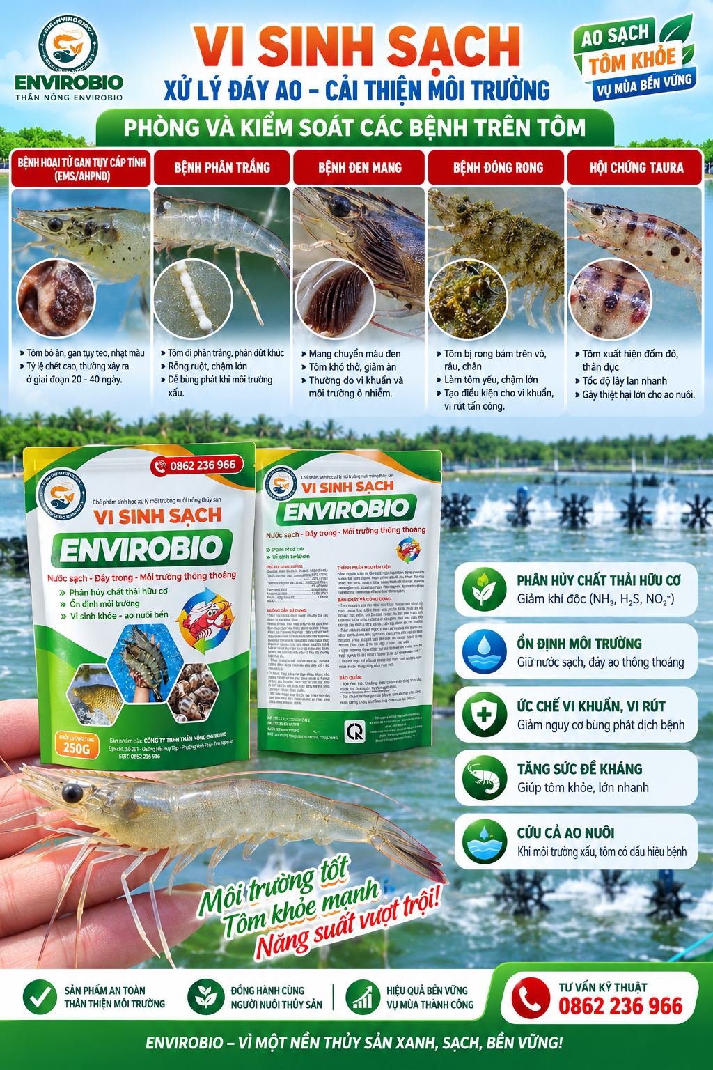Mặt sau Vi Sinh Sạch Envirobio