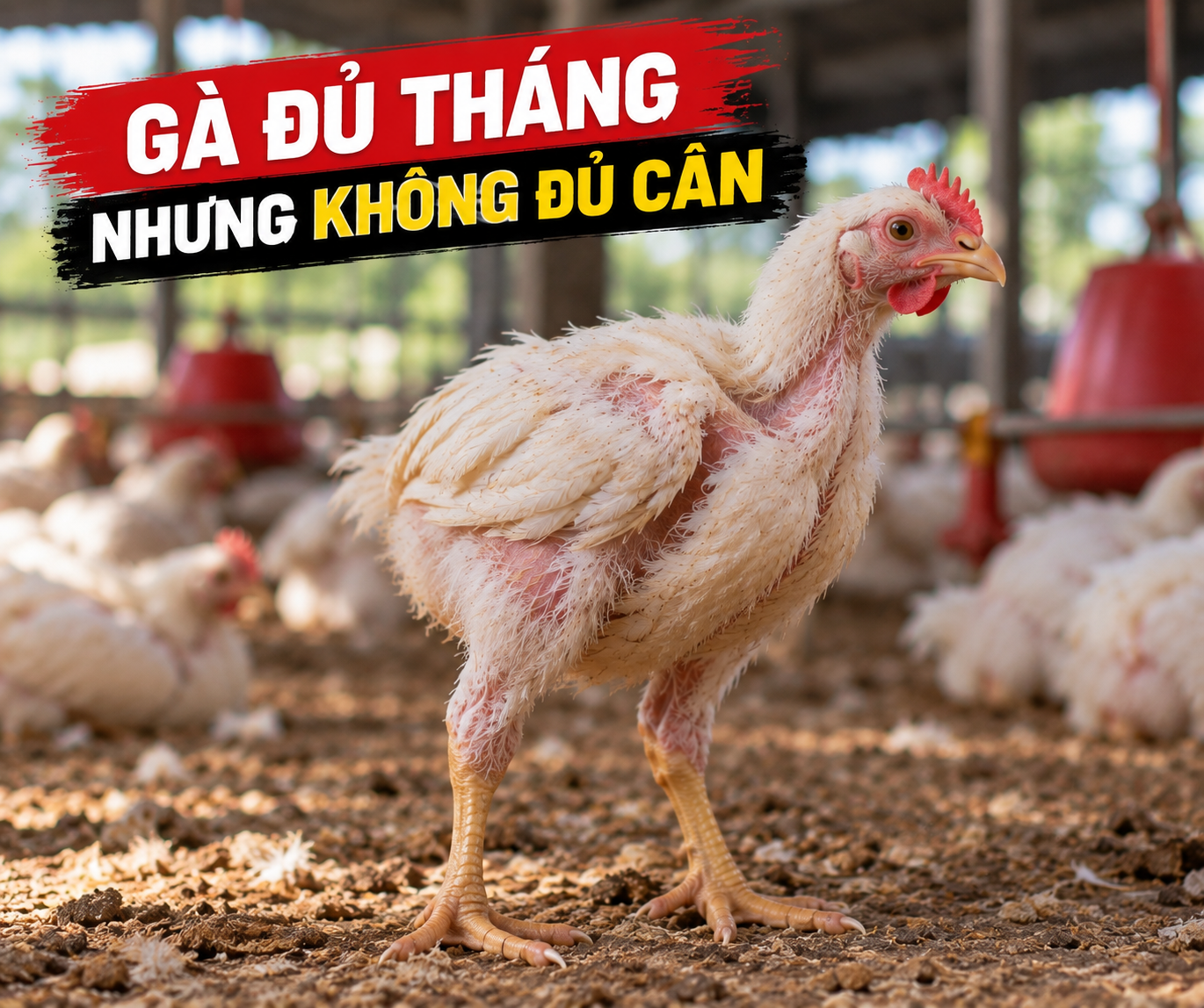Hình minh họa gà đủ tháng nhưng chưa đủ cân