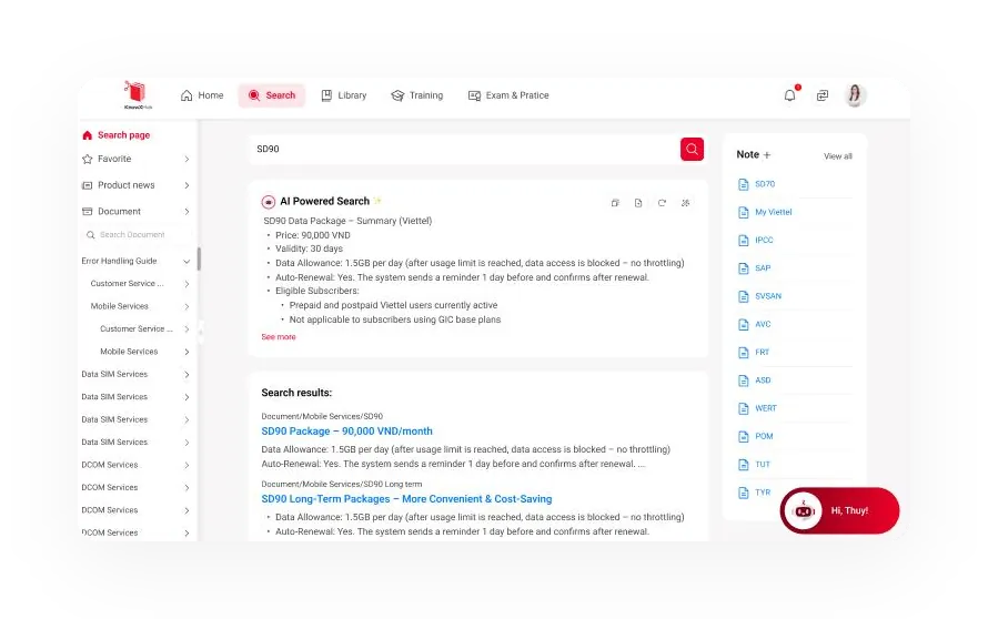 Màn hình AI Assistant KnowX Hub