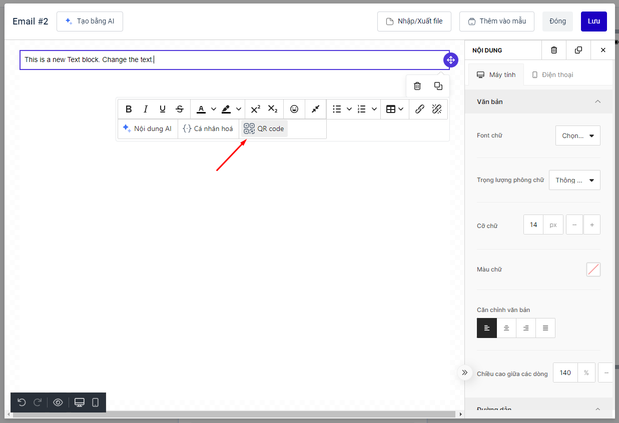 Công cụ QR code trên New Editor