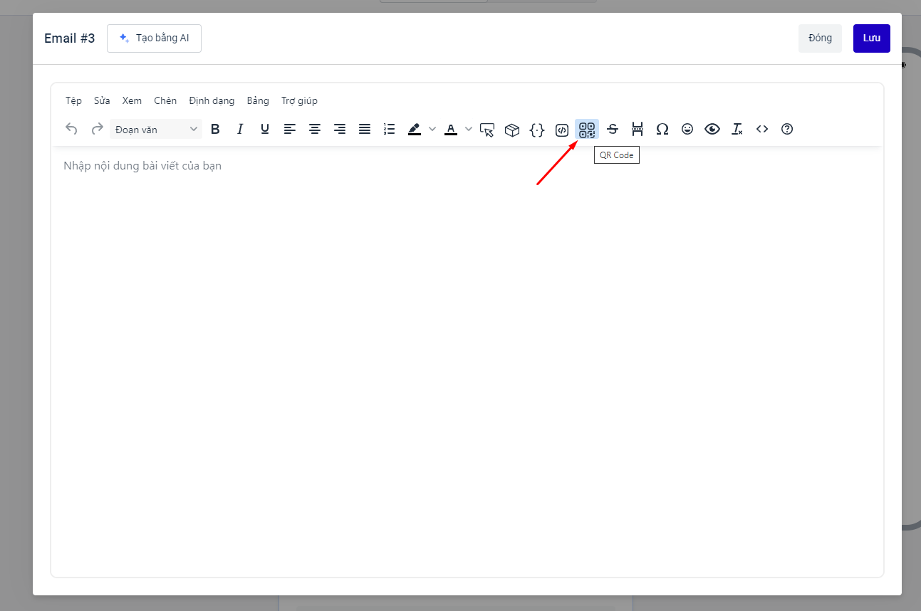 Công cụ QR code trên Classic Editor