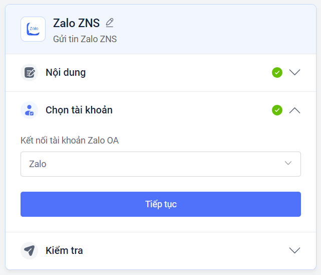 Tích hợp Zalo còn hiệu lực
