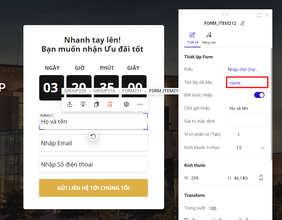 Tên trường tùy chỉnh LadiPage