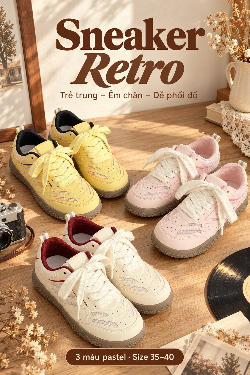 Giày Sneaker Nữ Phong Cách Retro