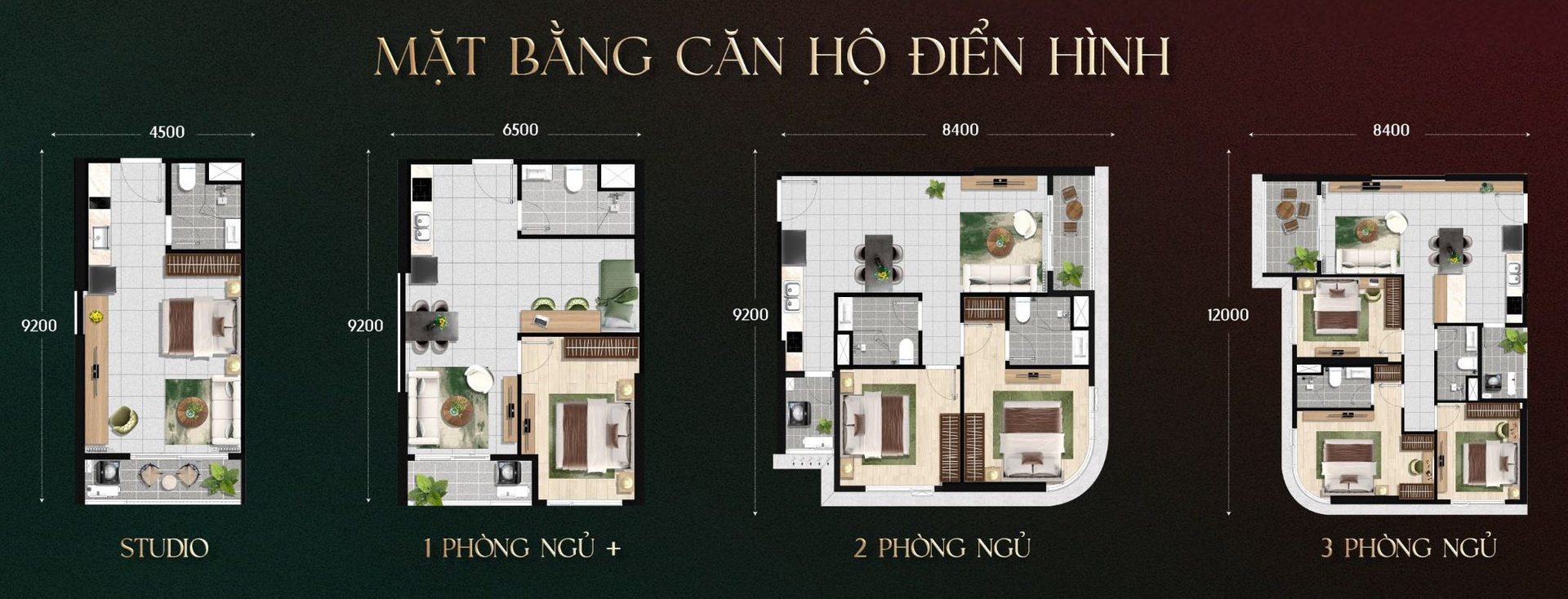 Cơ cấu và kích thước căn hộ điển hình