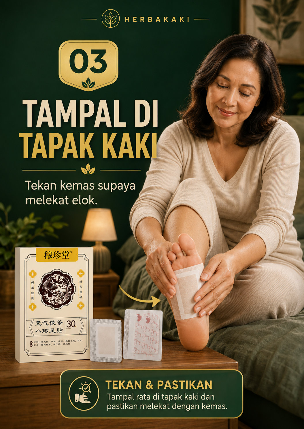 Langkah 3 tampal di tapak kaki