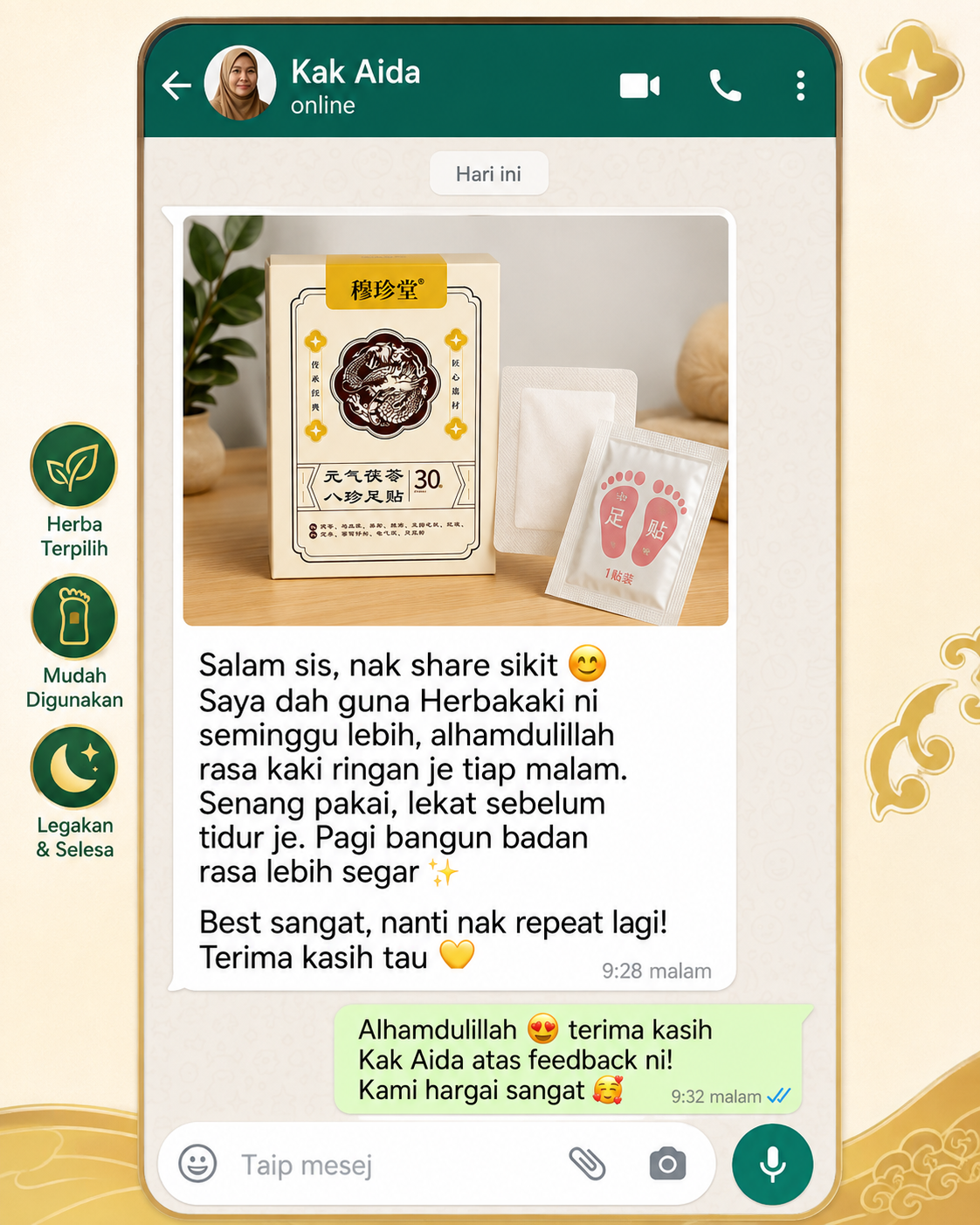 Feedback pengguna Herbakaki Malaysia 1