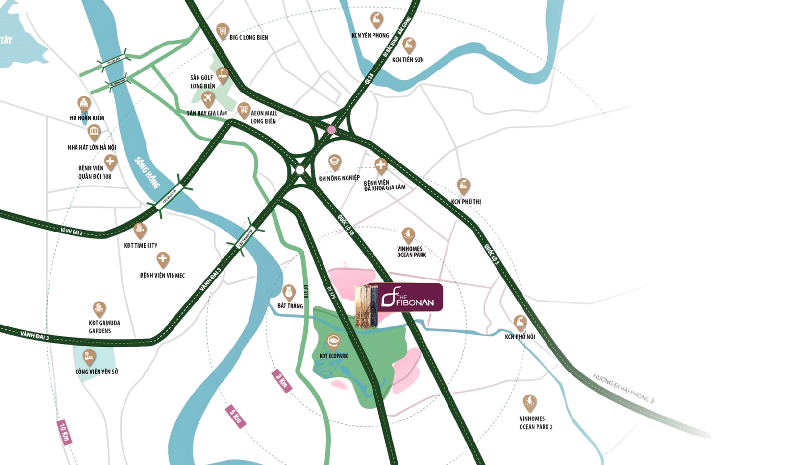 Vị trí dự án chung cư The Fibonan Ecopark